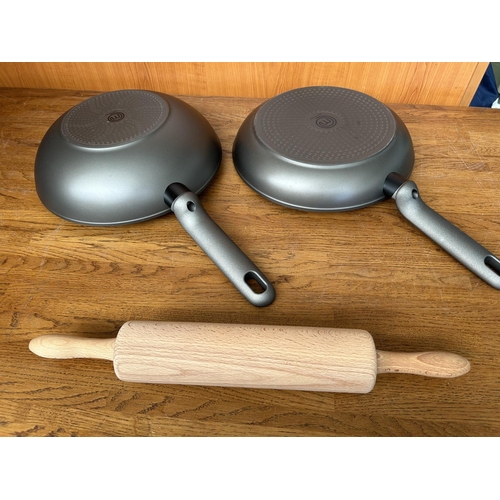 412 - Italian 'M' Cooking Pots, Digital Kitchen Scale and a Wooden Rolling Pin