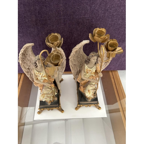 90 - x2 Sitting Angel Figures Candle Holders