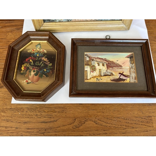 277 - Collection of 3 Small Board Paintings in Frame