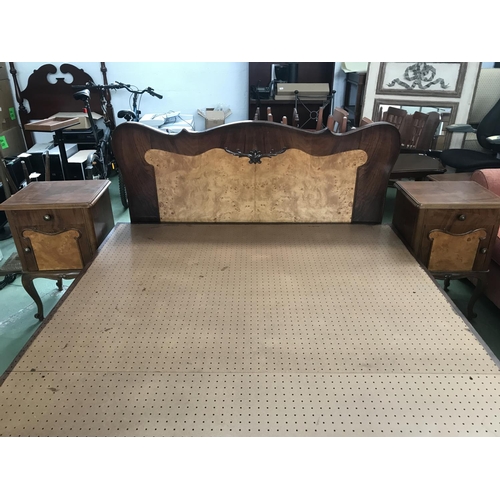 283 - A Three Piece Walnut Art Deco Two Tone Bedroom Suite 1940's, Comprising a Double bed and Two Side Ca... 