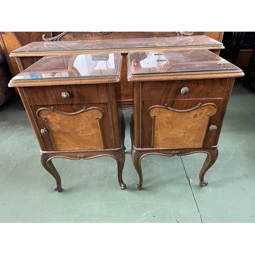 283 - A Three Piece Walnut Art Deco Two Tone Bedroom Suite 1940's, Comprising a Double bed and Two Side Ca... 