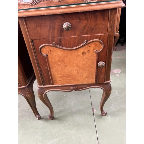 283 - A Three Piece Walnut Art Deco Two Tone Bedroom Suite 1940's, Comprising a Double bed and Two Side Ca... 