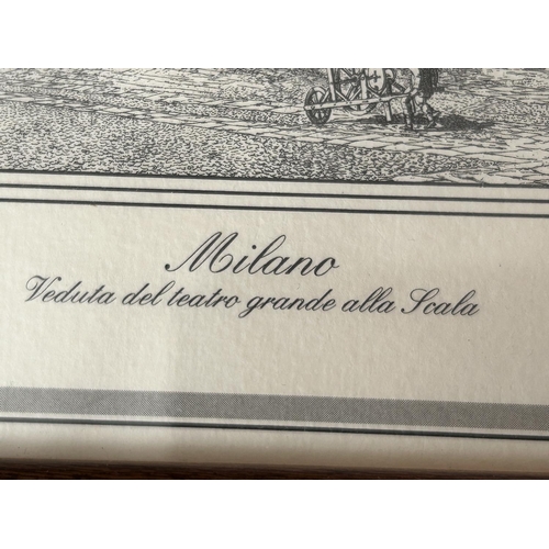 278 - x2 Milano Italy Antique Gravures in Frame