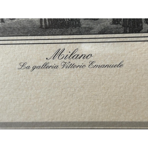 278 - x2 Milano Italy Antique Gravures in Frame