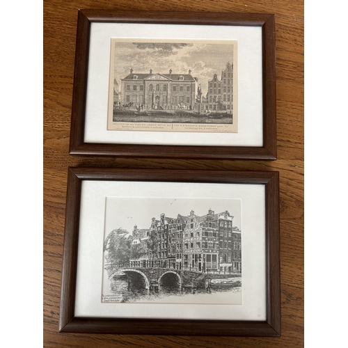 286 - x4 Amsterdam Holland Antique Gravures, x3 in Frame