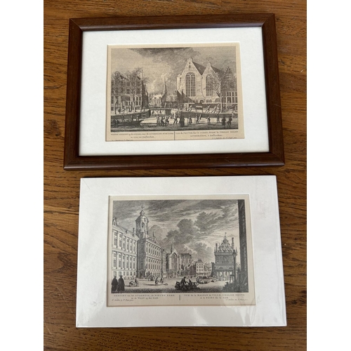 286 - x4 Amsterdam Holland Antique Gravures, x3 in Frame