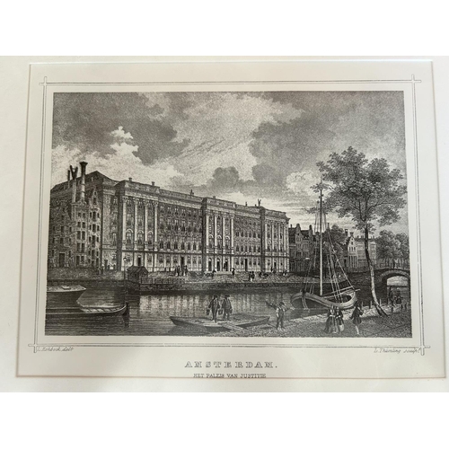 287 - x2 Amsterdam Holland Antique Gravures in Frame (37 x 30cm)