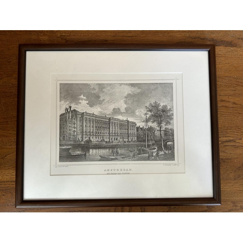 287 - x2 Amsterdam Holland Antique Gravures in Frame (37 x 30cm)