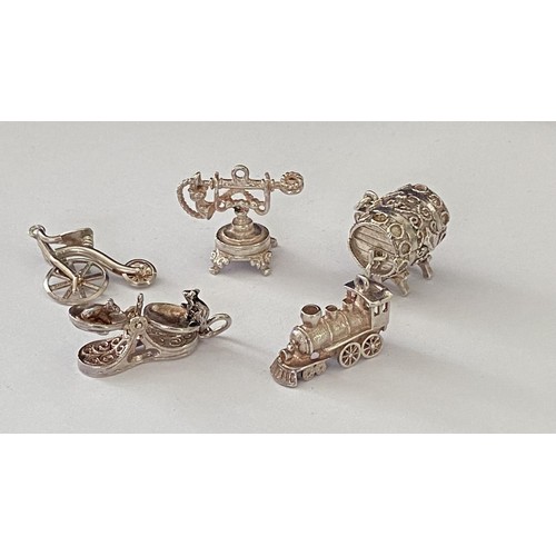 290 - x5 Silver Charms, Some with Moving Parts