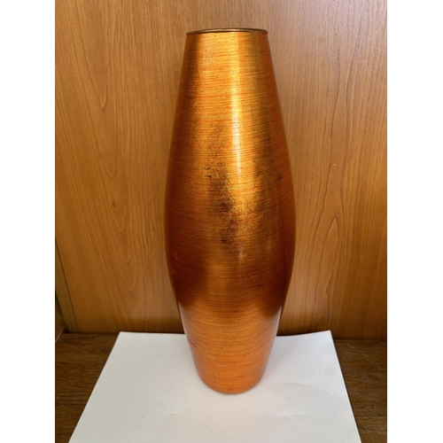 308 - Orange Aluminium Vase with Heavy Glass Photo Frame