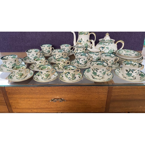 328 - Antique Mason's Ironstone Chartreuse 42-Piece Tea/Coffee Set