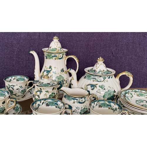 328 - Antique Mason's Ironstone Chartreuse 42-Piece Tea/Coffee Set