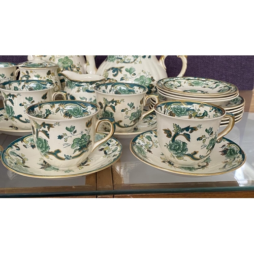 328 - Antique Mason's Ironstone Chartreuse 42-Piece Tea/Coffee Set