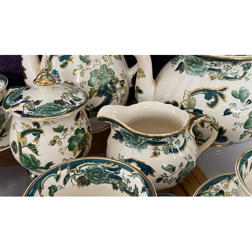 328 - Antique Mason's Ironstone Chartreuse 42-Piece Tea/Coffee Set