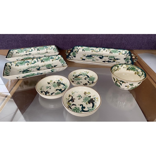 341 - Collection of Antique Mason's Ironstone Chartreuse Serving Trays and Other (x7pcs)