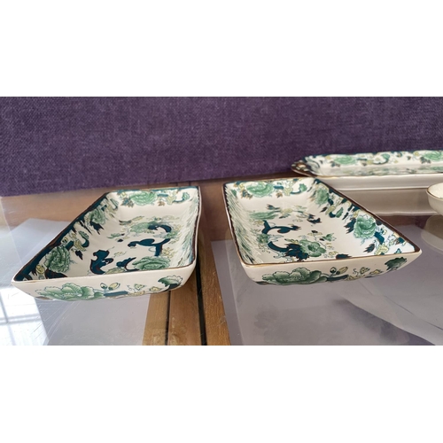 341 - Collection of Antique Mason's Ironstone Chartreuse Serving Trays and Other (x7pcs)