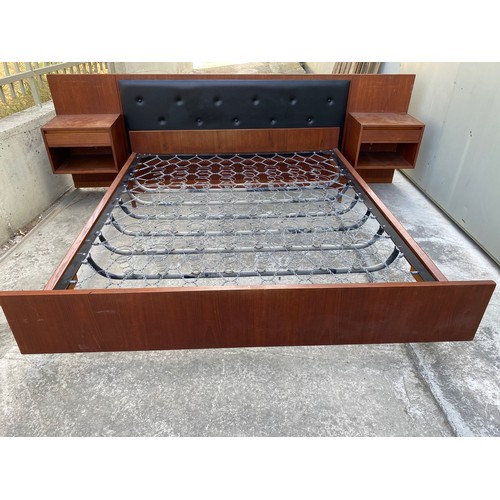 349 - Vintage G-Plan Teak Wood Double Bed (Needing Mattress 150 x 190cm)