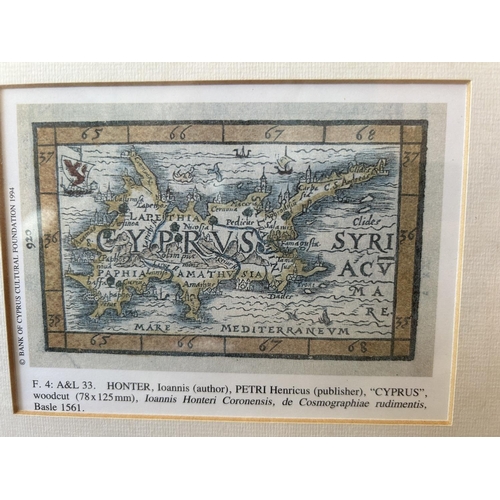 364 - Bank of Cyprus Cultural Center Antique Map of Cyprus Gravure (26 x 22cm)