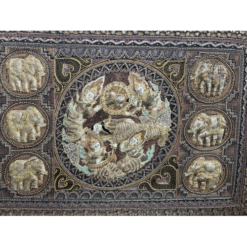 413 - Vintage Extra Large Burmese Kalaga Tapestry in Frame (121 x 161cm)