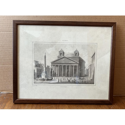 423 - x2 Rome Italy Antique Gravures in Frame (32 x 26cm)