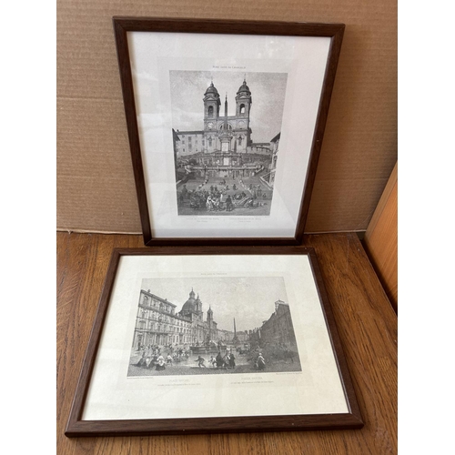 424 - x2 Rome Italy Antique Gravures in Frame (32 x 26cm)