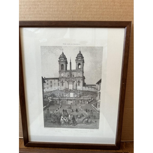 424 - x2 Rome Italy Antique Gravures in Frame (32 x 26cm)