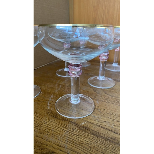 447 - Modern Fine Quality Crystal Glasses with Gold Rim (x35pcs)