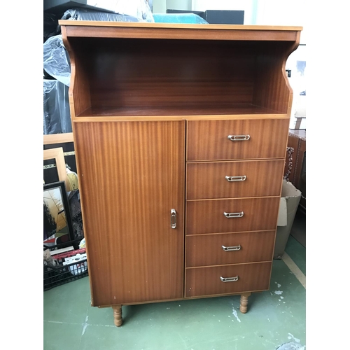 450 - Vintage Mid Century Men's Wardrobe with 5 Drawers (100 W. x 48 D. x 155cm H.)