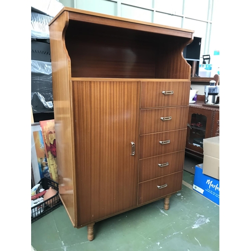 450 - Vintage Mid Century Men's Wardrobe with 5 Drawers (100 W. x 48 D. x 155cm H.)