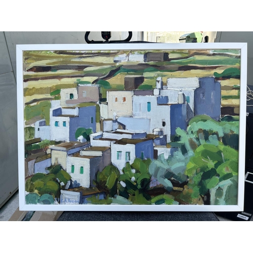 453 - Oil on Canvas Tinos Island Greece Painting Signed 'Claire Vouros' (73 x 54cm)