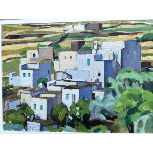 453 - Oil on Canvas Tinos Island Greece Painting Signed 'Claire Vouros' (73 x 54cm)