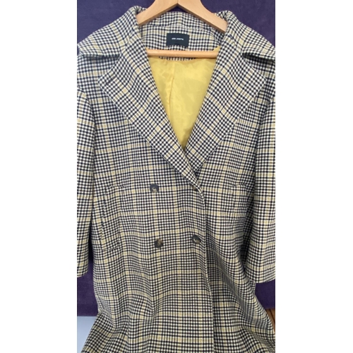 462 - Co-Copine Bielorussie Double-Breasted Check Coat with Hood (Oversized Cut) Size M