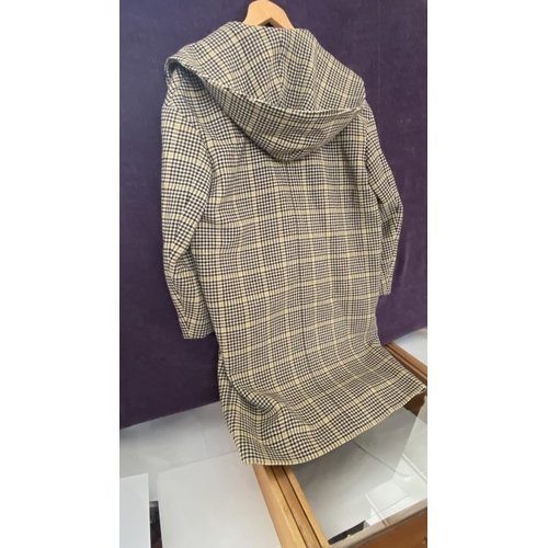 462 - Co-Copine Bielorussie Double-Breasted Check Coat with Hood (Oversized Cut) Size M