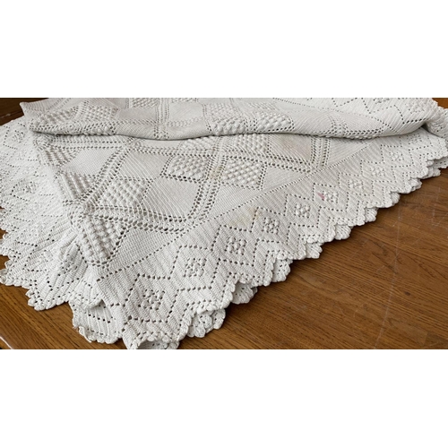 463 - Traditional Cyprus Crochet Double Bed Cover (Needs Attention)