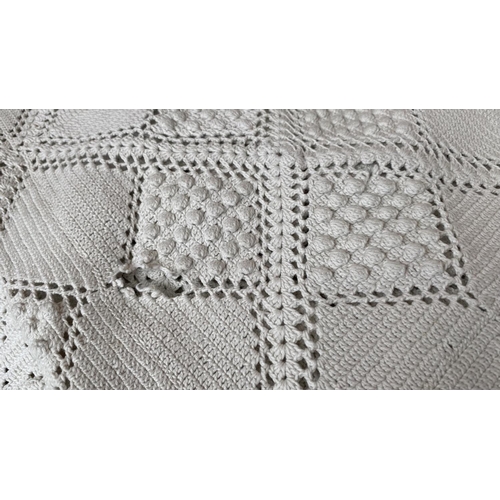 463 - Traditional Cyprus Crochet Double Bed Cover (Needs Attention)