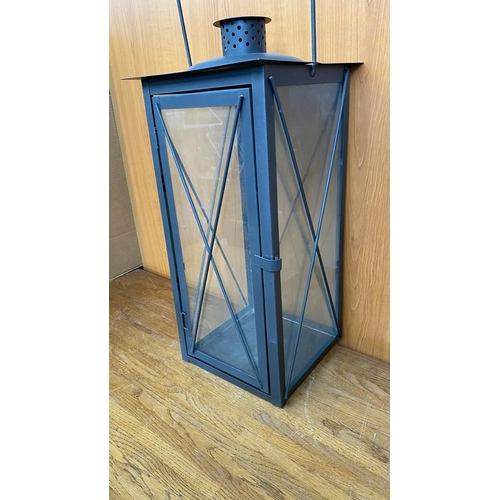 119 - Large Black Lantern Candle Holder (45cm H.)