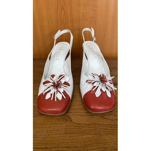 125 - Capelli Rossi White and Red Women's Leather Shoes Size 39 Made in Italy