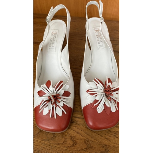 125 - Capelli Rossi White and Red Women's Leather Shoes Size 39 Made in Italy