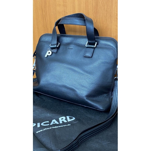 134 - Picard Unisex Real Soft Leather Cross Stripe Briefcase/Tote/Business Bag in Dust Bag (Unused)