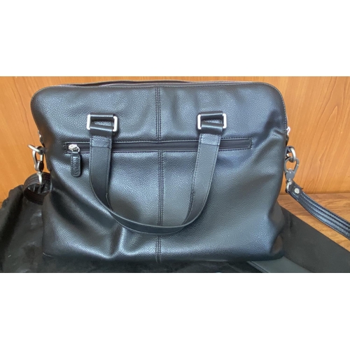 134 - Picard Unisex Real Soft Leather Cross Stripe Briefcase/Tote/Business Bag in Dust Bag (Unused)