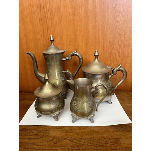 291 - Vintage Engraved EPNS 4-Piece Tea Set