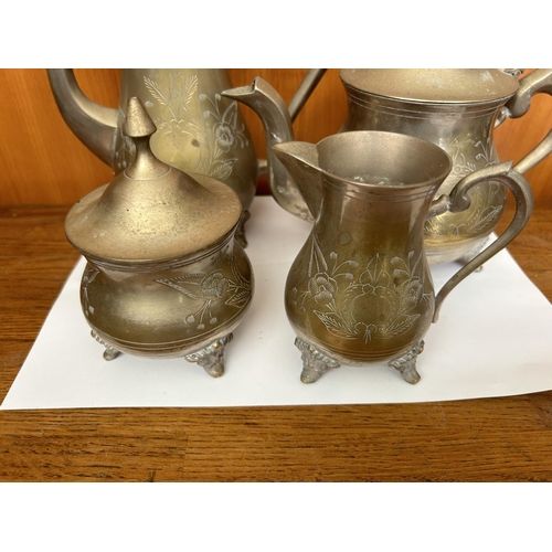 291 - Vintage Engraved EPNS 4-Piece Tea Set