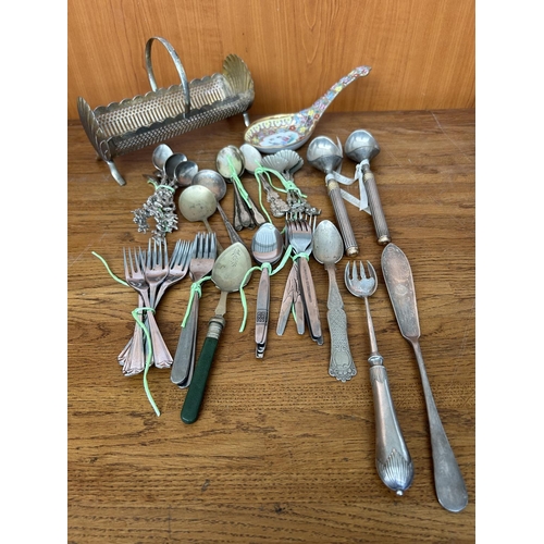 294 - Vintage Cookie Rack Together with Qty of Vintage Silver Plated and Other Cutlery