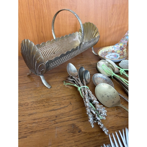 294 - Vintage Cookie Rack Together with Qty of Vintage Silver Plated and Other Cutlery