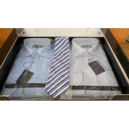 309 - Set of 2 Emporio Fashion Men's Shirts Size M Together with Tie (Unused) - Taken Back