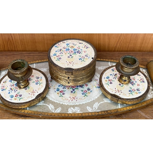 36 - Antique Vanity Tray Set