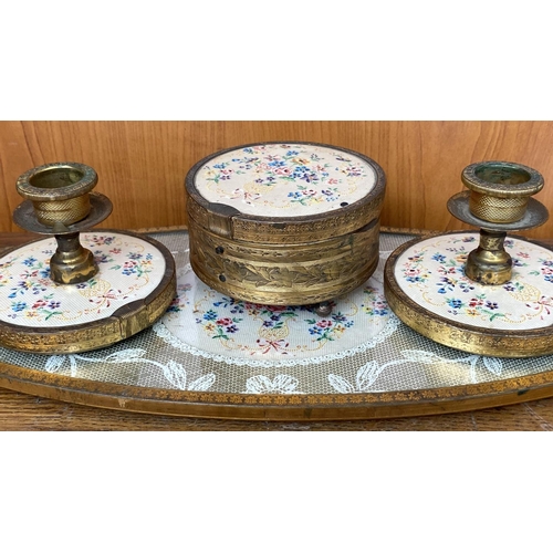 36 - Antique Vanity Tray Set