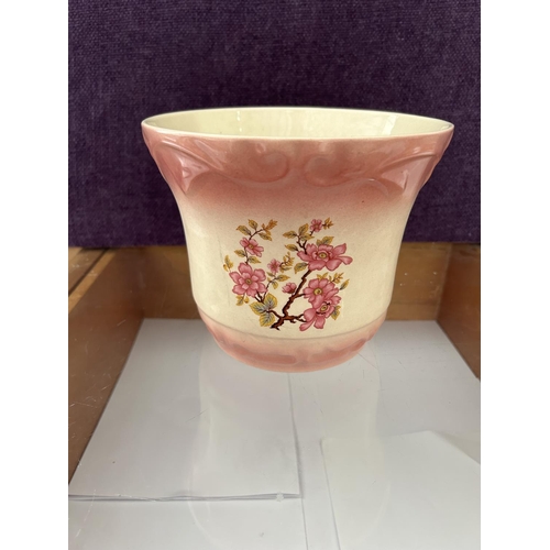 54 - Vintage Floral Vase/Planter Made in Romania (20cm Diameter, 17cm H.)