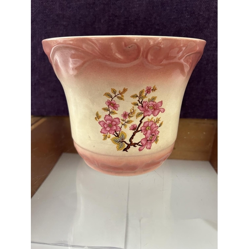 54 - Vintage Floral Vase/Planter Made in Romania (20cm Diameter, 17cm H.)