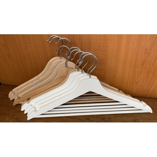 72A - 'Ikea Bagis' Colorful Children's Hangers and 9 Wooden Hangers